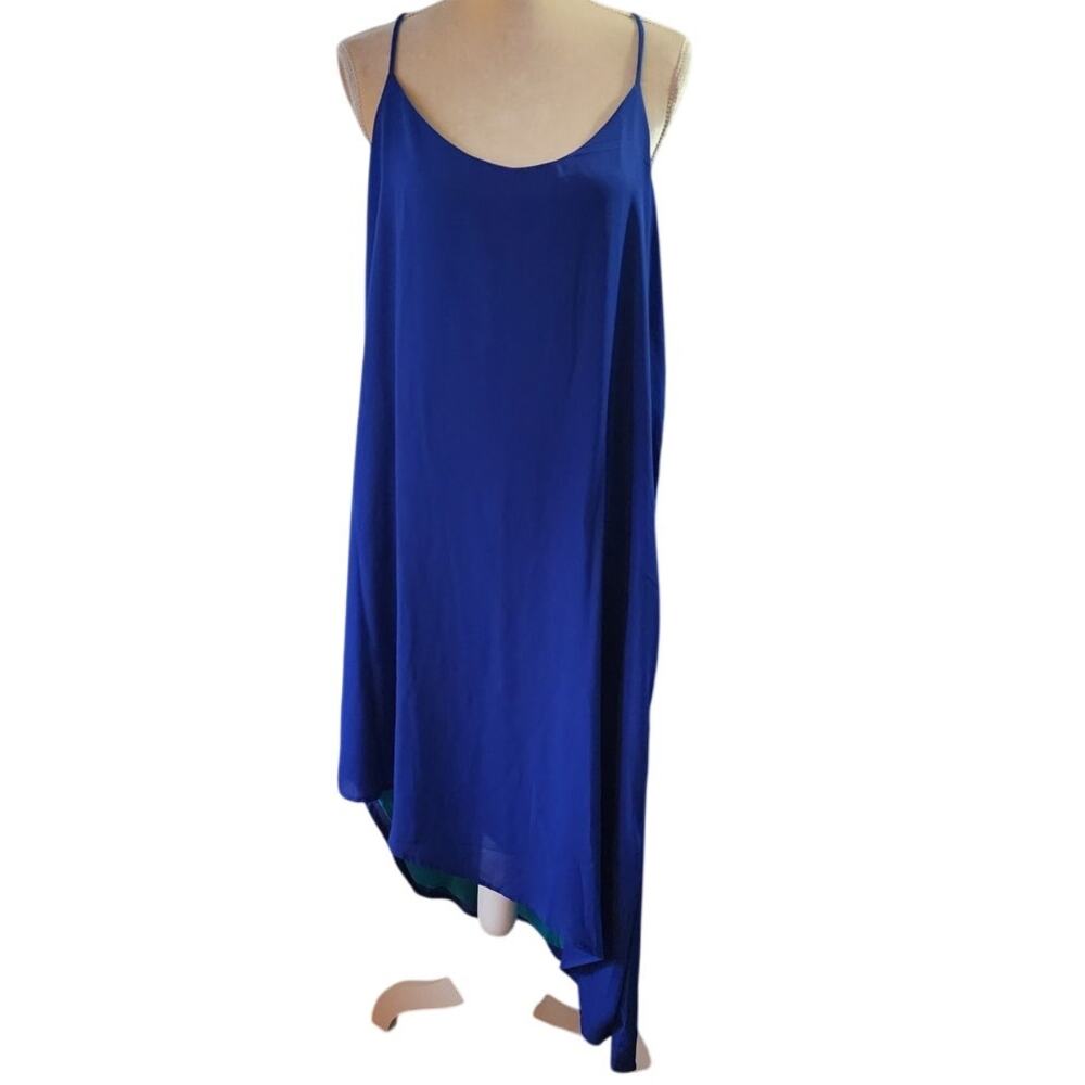 Mark Reversible Blue Teal Asymmetrical Hem Slip Tank Dress Dress Size XXL